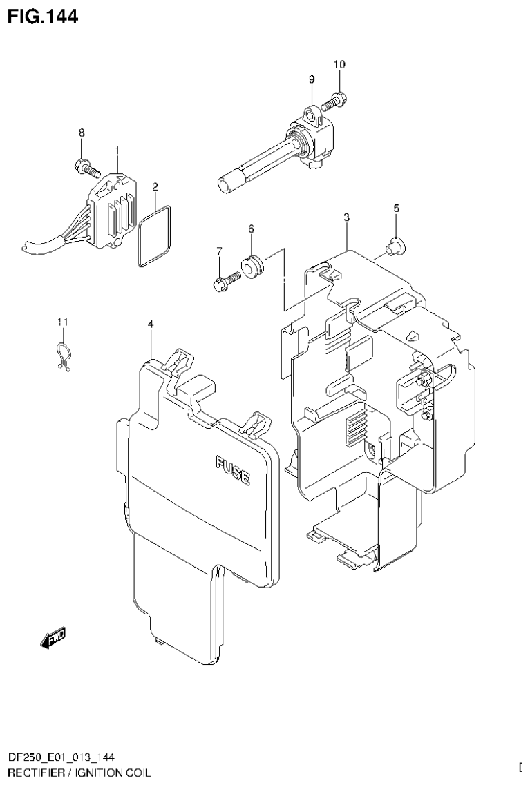 Suzuki DF200T, DF200Z, DF225T, DF225Z, DF250T, DF250Z RECTIFIER / IGNITION COIL parts diagram